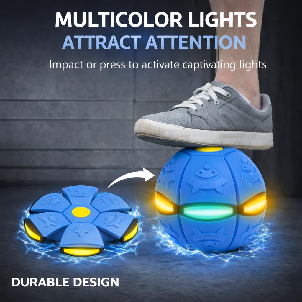 LETIAFINE 2pcs Magic Bouncing Ball 6-Lights, Pop up Ball, Dual Magic Flying Saucer Transforming Design, Interactive Bouncy Balls