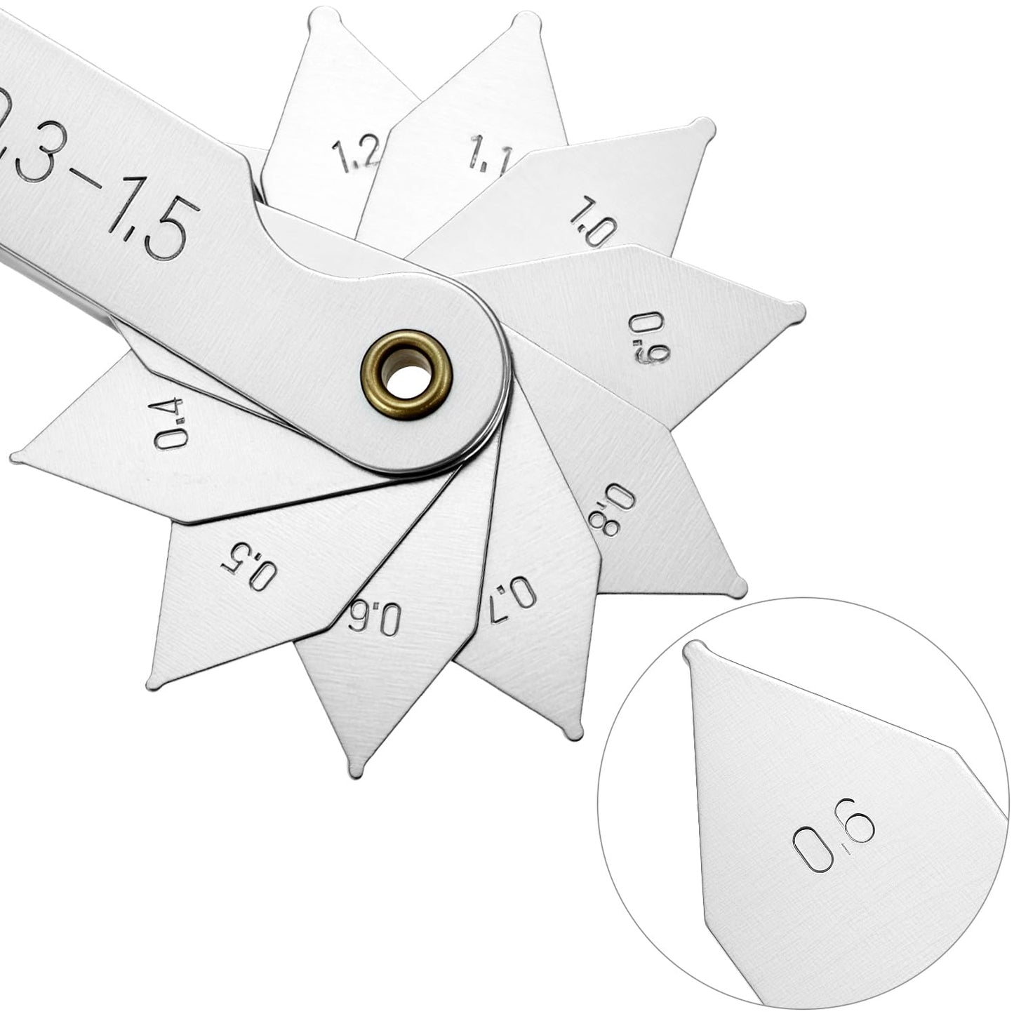 QWORK 4 Pack Radius Gauge Set, Precision Stainless Steel Measurement Tool for Convex & Concave Surfaces, R0.3-1.5mm/ R1-6.5mm/ R7-14.5mm/ R15-25mm