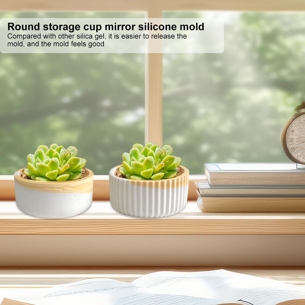2PCS Storage Box with Lids Candle Jar Molds Set, Tea Light Candle Holder Silicone Molds for Resin, Round Shape Tealight Candle Molds for Epoxy Casting DIY Projects