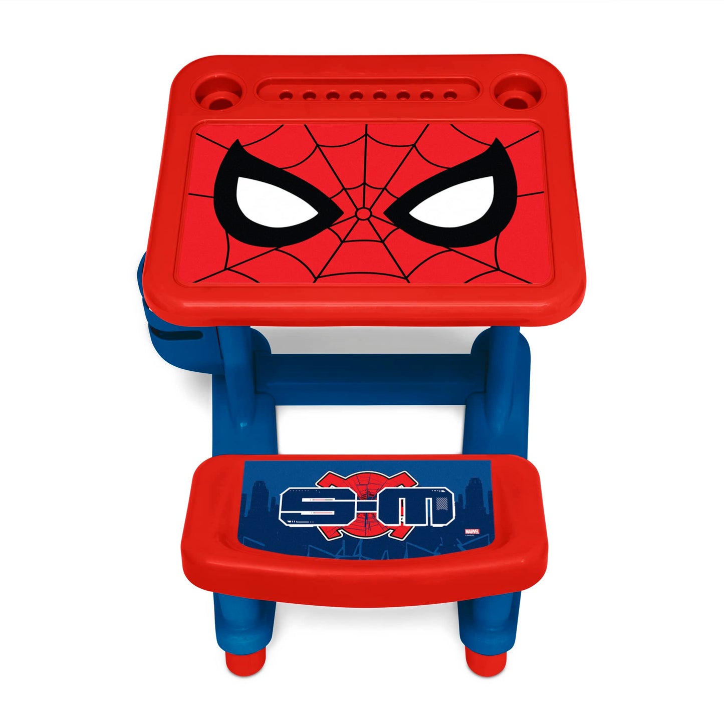 Spider-Man Draw and Play Desk by Delta Children – Includes 10 Markers and Coloring Book, Blue