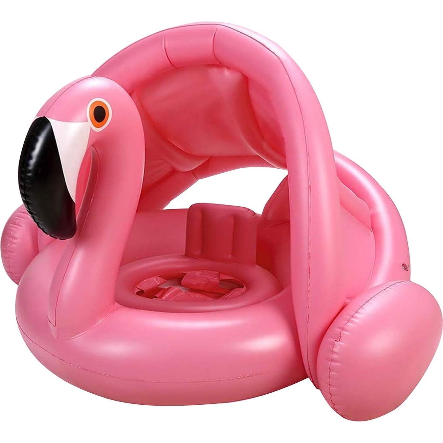 Flamingo Baby Pool Float with Canopy UPF 50+,Toddler Pool Float with Removable & Adjustable Sunshade,Inflatable Baby Swim Float with Back Holder for 8-36 Months Girls Boys Summer Essentials