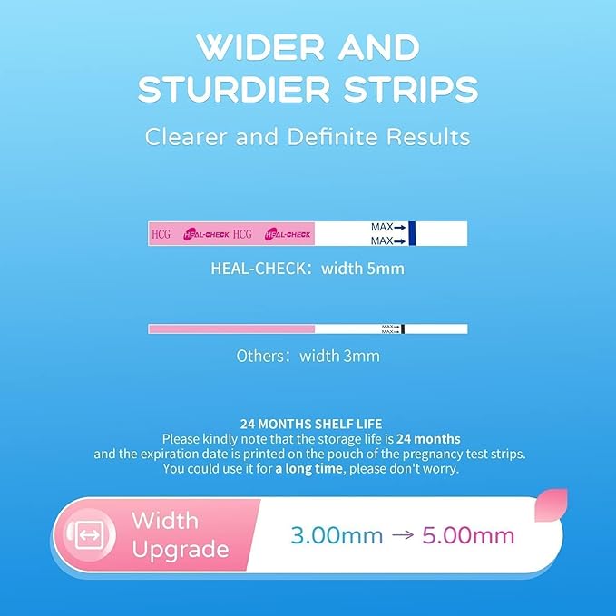 Pregnancy Tests with Cup, HEAL-CHECK Bulk Pregnancy Test Strips for Home Detection, Over 99% Accuracy, Individually Wrapped, Extra-Wide 5mm HCG Test Kit Comfortable Grip, FSA or HSA Eligible, 30 Count