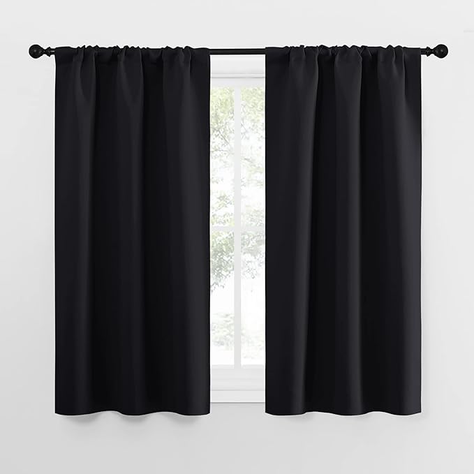 NICETOWN Black Out Curtain Panels for Kitchen - Energy Smart Decoration Thermal Insulating Blackout Drapes/Draperies for Small Window (2 Panels, 34 in x 54 in (W x L))