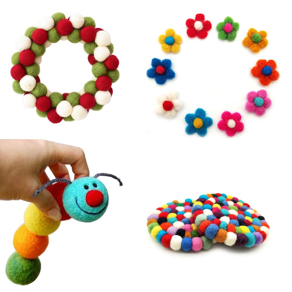 Felt Wool Beads Balls Pom Pom Handmade DIY for Craft Dream Catcher Pompom Home Decor Nursery Party Props (ArmyGreen 20mm 30pcs)