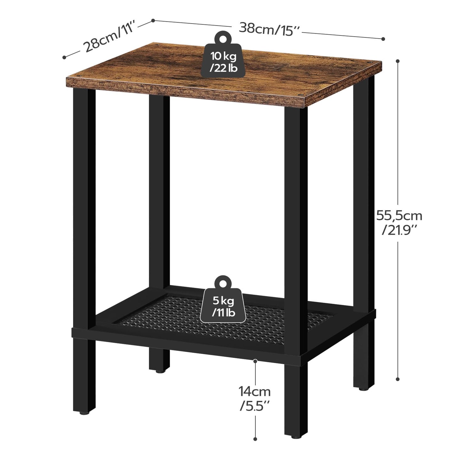 HOOBRO End Table and Nightstand Bundle, Small Side Table with 2-Tier Storage Shelves, End Table with Charging Station, BF91BZ01-BF209UDBZ01