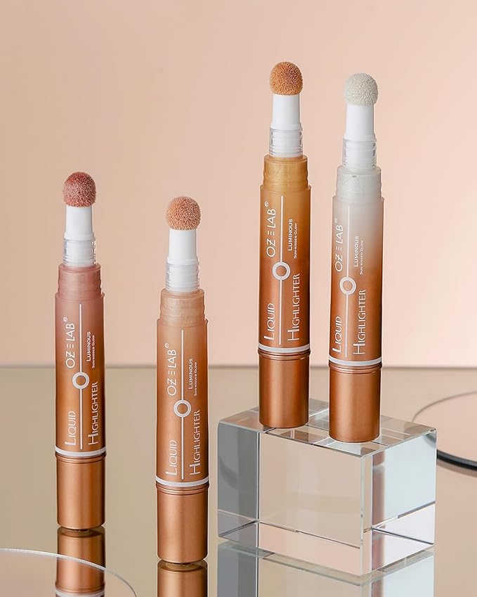 Angelo Glow Liquid Highlighter Wand Gold – Buildable Illuminating Makeup Stick for Face and Body – Radiant Finish ，6ML/0.21FL.OZ，PACK OF 1