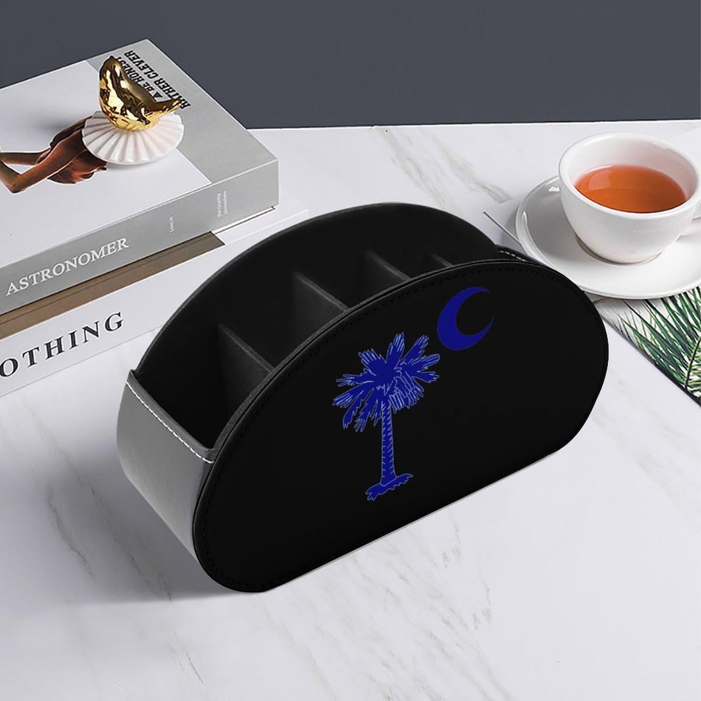 South Carolina Flag Palm Remote Control Holder with 5 Compartments Caddy Desktop Organizer for Home Office