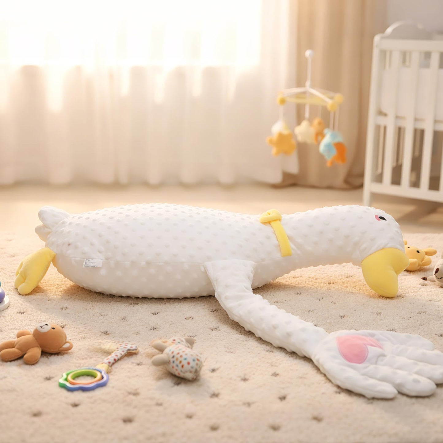 LiKiLiKi Giant White Goose Large Plush Doll, Automatic Patting Stuffed Animal, Soft Minky Fabric Cuddly Toy, Oversized Cozy Plush Figure for Home Decor & Daily Companion (Swan)