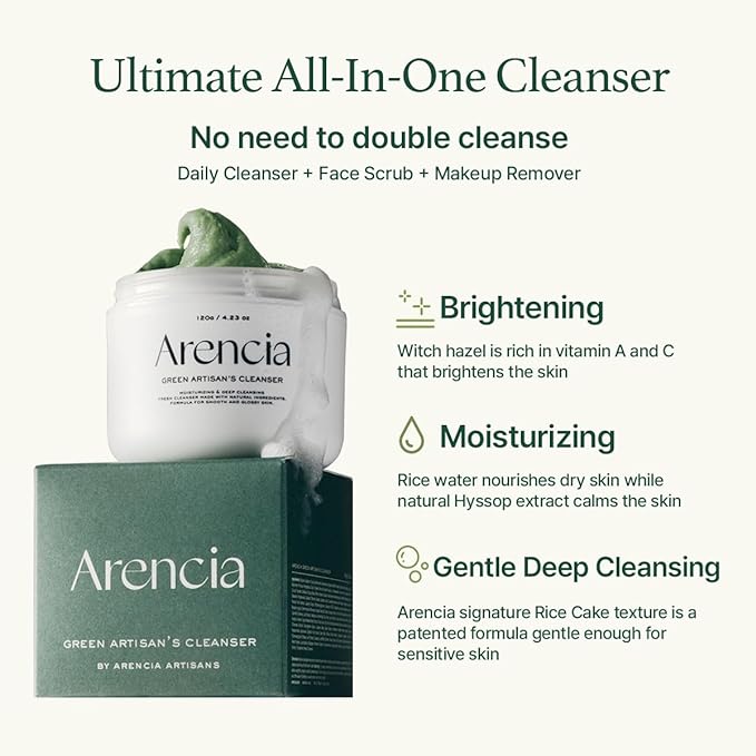 Korean Rice Mochi Face Cleanser - Face Mask, Foaming Cleanser, Gentle Scrub All in One - Deep Cleansing, Moisturizing, Pore Minimizing, Removing Blackhead- with Rice Water & Green Tea, Mugwort