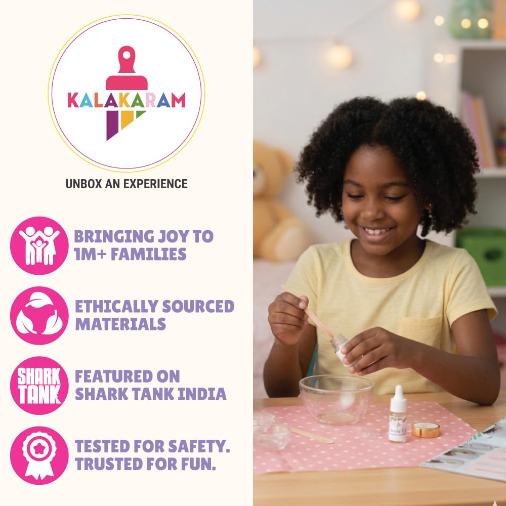 Kalakaram DIY Lip Balm Making Kit - Make 15 Lip Balms with Shea & Kukum Butter, Beeswax, Vitamin E Oil, Grapeseed & Essential Oils, DIY Activity Kit for Kids & Craft Kit for Girls 9-12