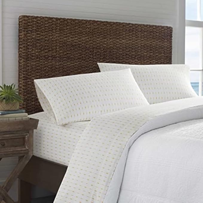 Tommy Bahama - Queen Sheets, Cotton Percale Bedding Set, Crisp & Cool, Stylish Bedding Set (Pineapple Pinstripe Yellow, Queen)