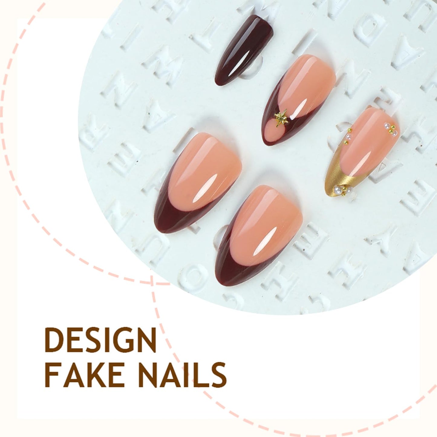 Retro 3D Pearl Press on Nails Gold Bow French Tip Fake Nails Long Almond Acrylic False Nail Glossy Full Cover Glue on Nail for Women
