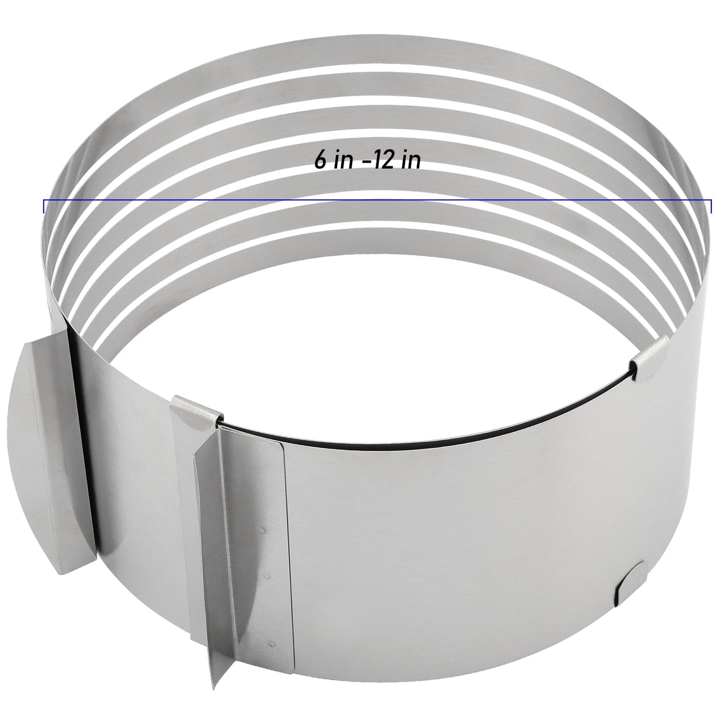 ZEONHEI 4 PCS Cake Making Supplies, 6 to 12 Inch Adjustable Cake Cutter Leveler and Stainless Steel Cake Ring Mold Set with 1 Cake Lifter and 1 Cake Cutting Knife, 7 Layer Cake Slicer Cutter