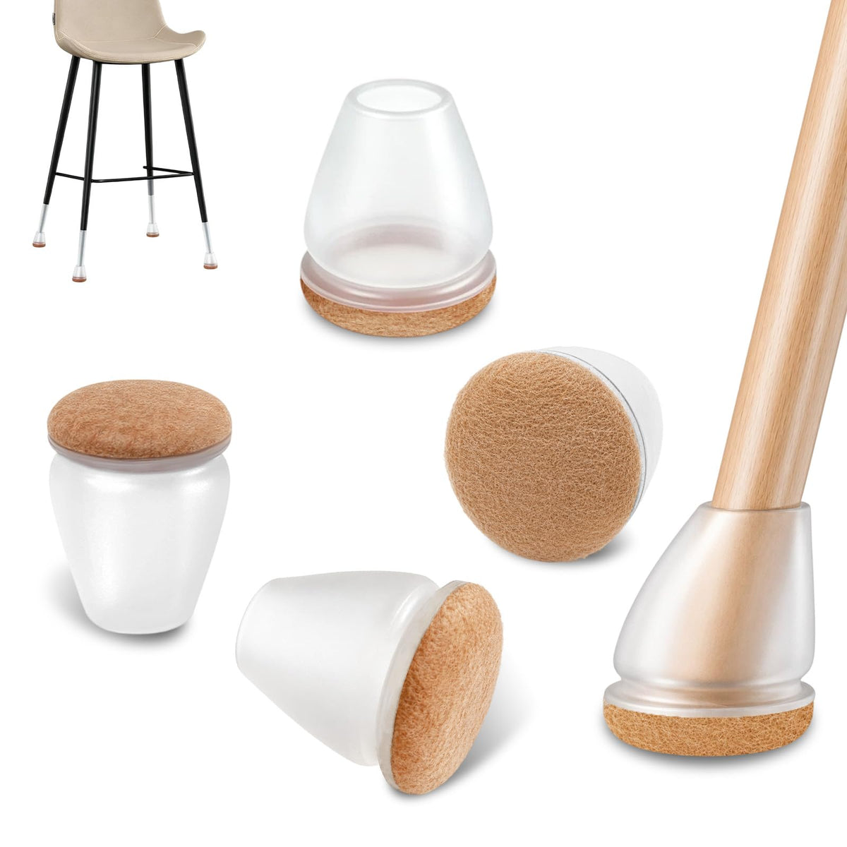 16Pcs Small Silicone Chair Leg Sliders for Hardwood Floors (16 Count)