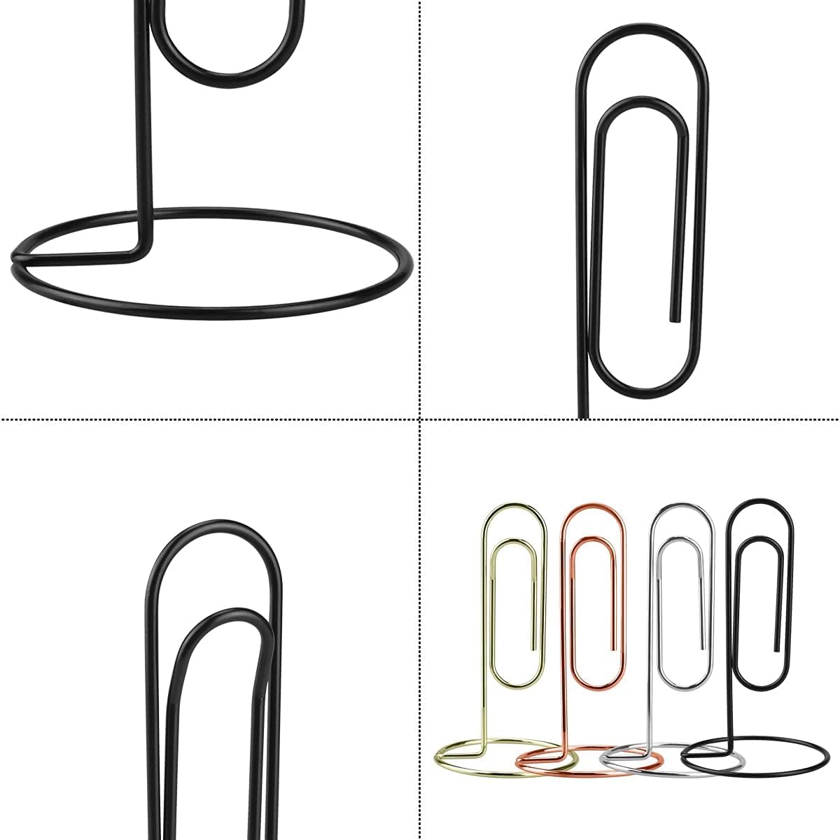 5.2 Inch Desktop Memo Holder, 4 Pack Jumbo Metal Desk Paper Clip Organizer for Office Table, Place Card, Bills, Photos, Table Numbers, Multi-Purpose Document Stand Accessory