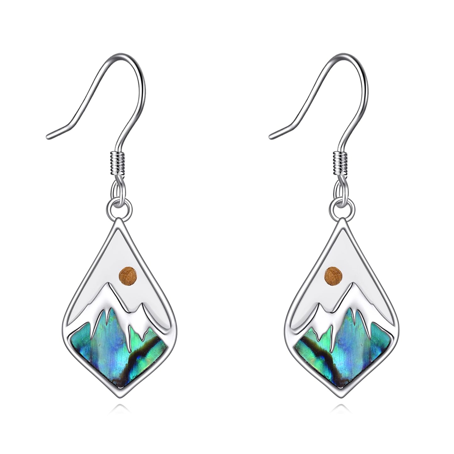 AOBOCO Mustard Seed Earrings 925 Sterling Silver Teardrop Dangle Earrings Abalone Shell Christain Faith Earrings Mustard Jewelry Gifts for Women