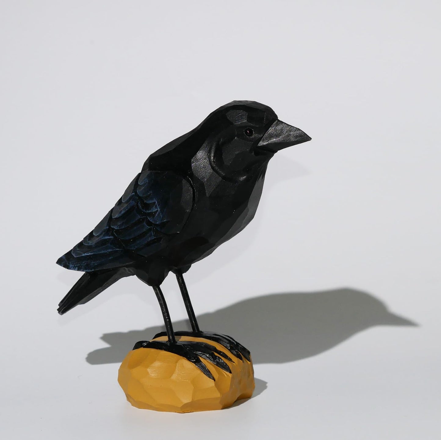 DinNingNing Wood Crow Figurine Black Raven Decor Small Animal Statues Carving Sculpture Ornament Bird Gifts