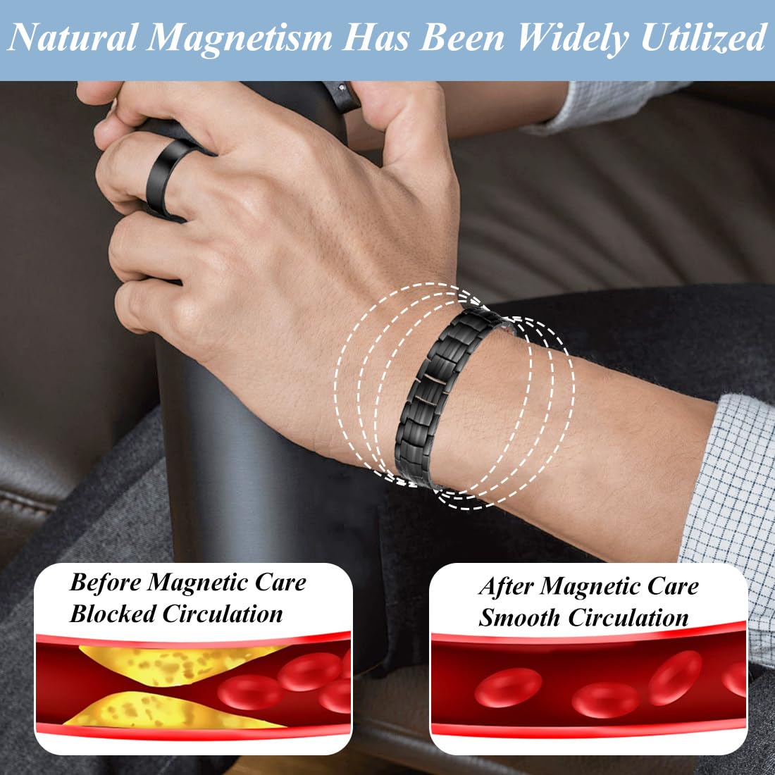 Vicmag Copper Bracelet for Men 99.9% Solid Pure Copper Gift with Adjustment Tool Bracelet & Ring Set Bracelet Set