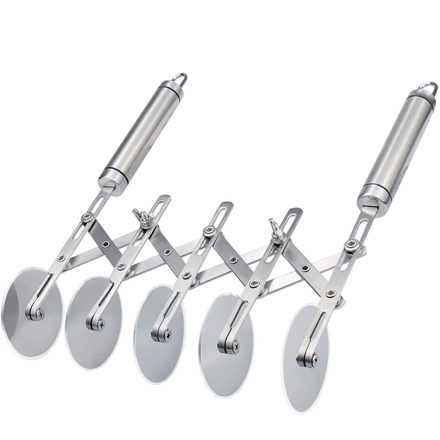 Juome 5 Wheel Pastry Cutter Stainless Pizza Slicer Multi-Round Dough Cutter Roller Cookie Pastry Knife Divider with Handle