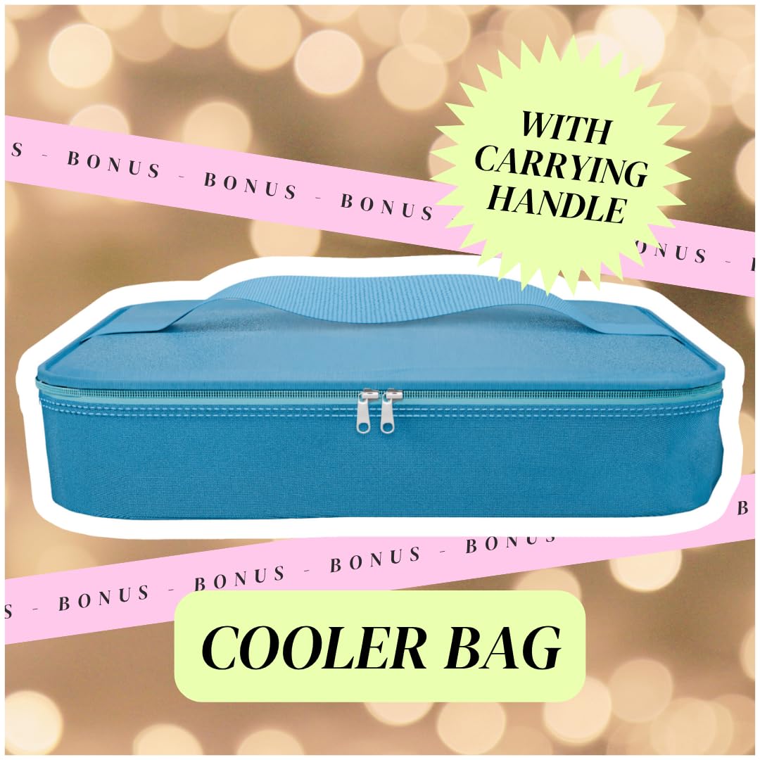 Charcoolerie Chilled Snackle Box, Divided Serving Tray, with Ice Pack and Bonus Insulated Carry Bag, with Leak-Resistant 4-Latch Lid, 16 Compartments, Keeps Snacks Cold for Hours, Gift-Ready Packaging
