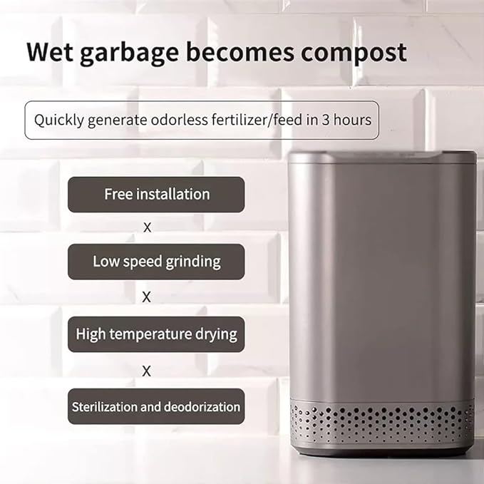 Electric Food Waste Processor, 700W Smart Waste Kitchen Composter, 2.5L Capacity Countertop Automatic Food Waste Cycler, Turn Garbage to Compost and Low Noise and Quiet Design (Color : Blue)