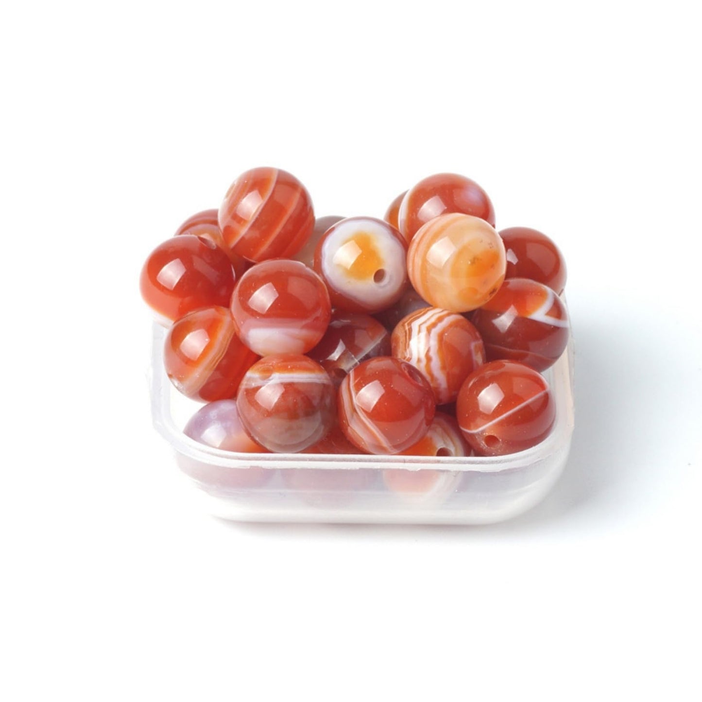 100Pcs Natural Stone 6mm Red Striped Agate Round Loose Gemstone Energy Healing Beads Hole Size 1mm DIY Smooth Beads for Bracelet Necklace Earrings Jewelry Making