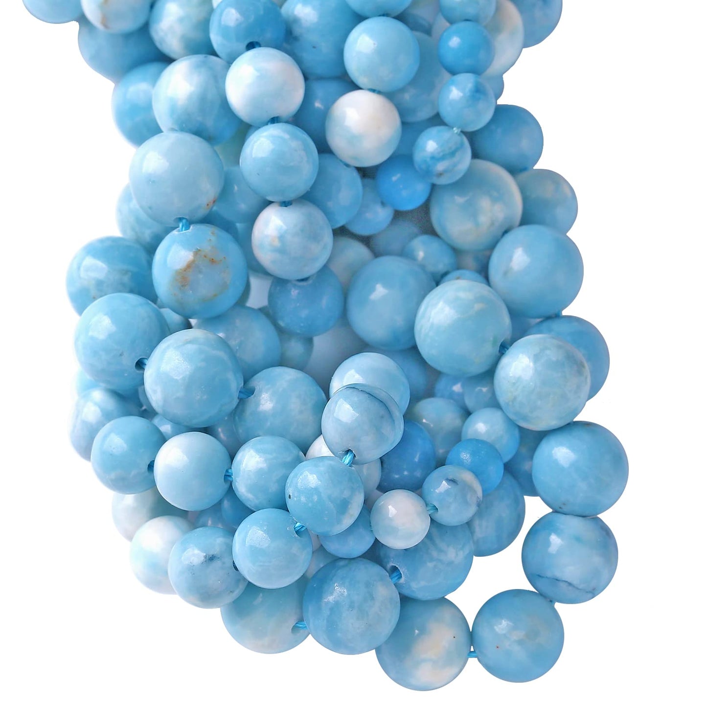 6MM 60PCS Natural Blue Larimar Gemstone Crystal Beads for Jewelry Making DIY Bracelet