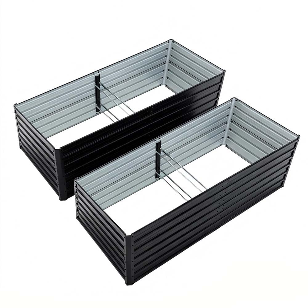 Ningering Metal Raised Garden Bed 8x4x2 FT, Outdoor 2 Pcs Galvanized Planter Boxes Set with 4 Reinforced Bars,Rectangle Vegetable & Flower Beds for Herbs, Fruits, Planting (8x4x2 FT)