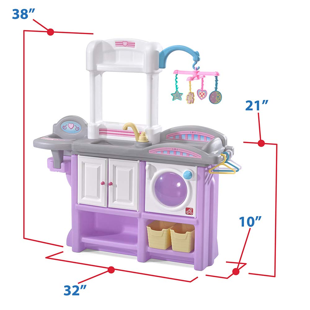 Step2 Love & Care Deluxe Baby Doll Nursery Playset for Kids, Combined Kitchen and Changing Station, Includes Toy Accessories, Easy to Assemble, Toddlers Ages 2 - 6 Years Old, Lavender