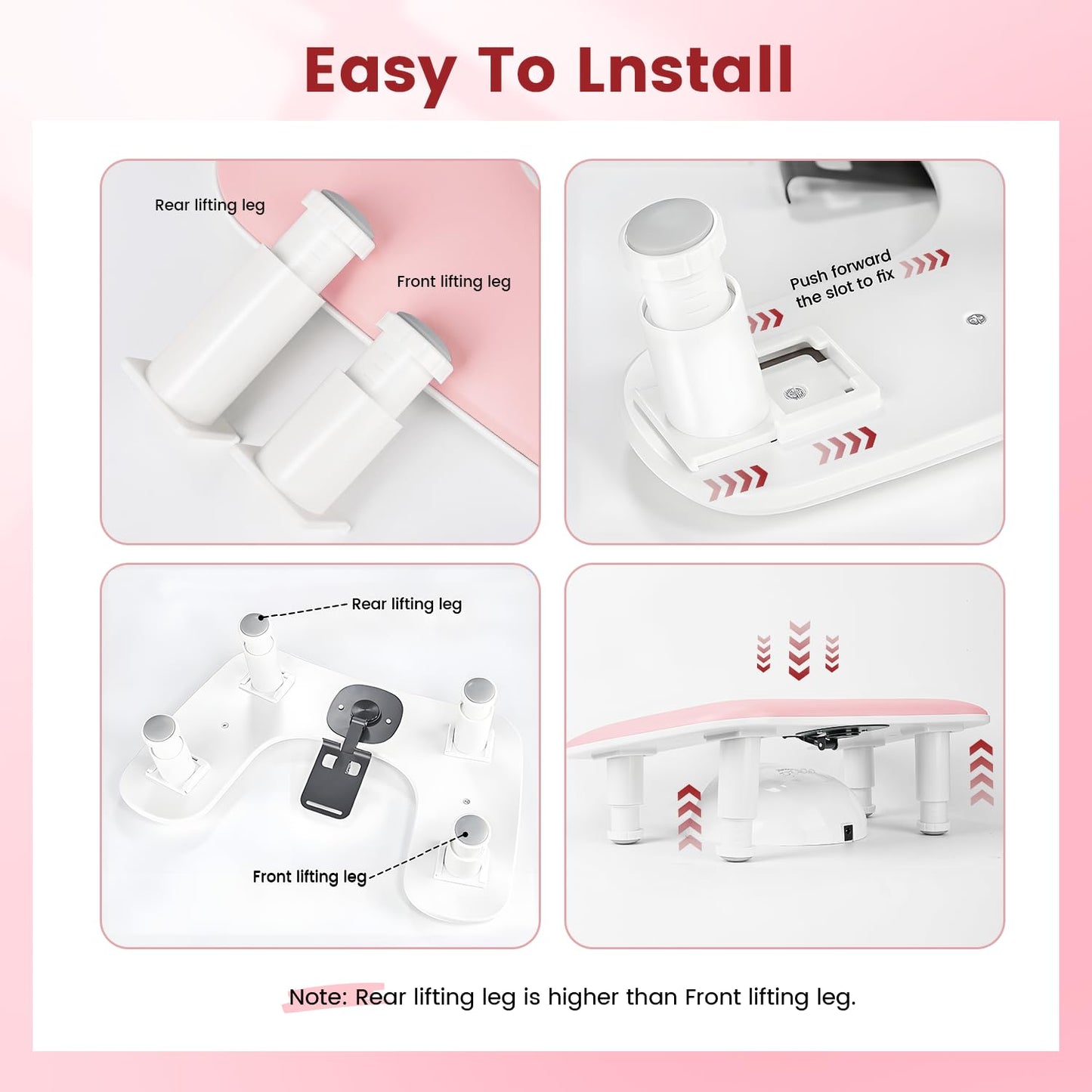JODSONE Pink U-Shaped Manicure Arm Rest for Nails Tech with Rotating 360°Built-In Phone Holder and Adjustable Nail Arm Rest Detachable Manicure Hand Rest for Salon Design
