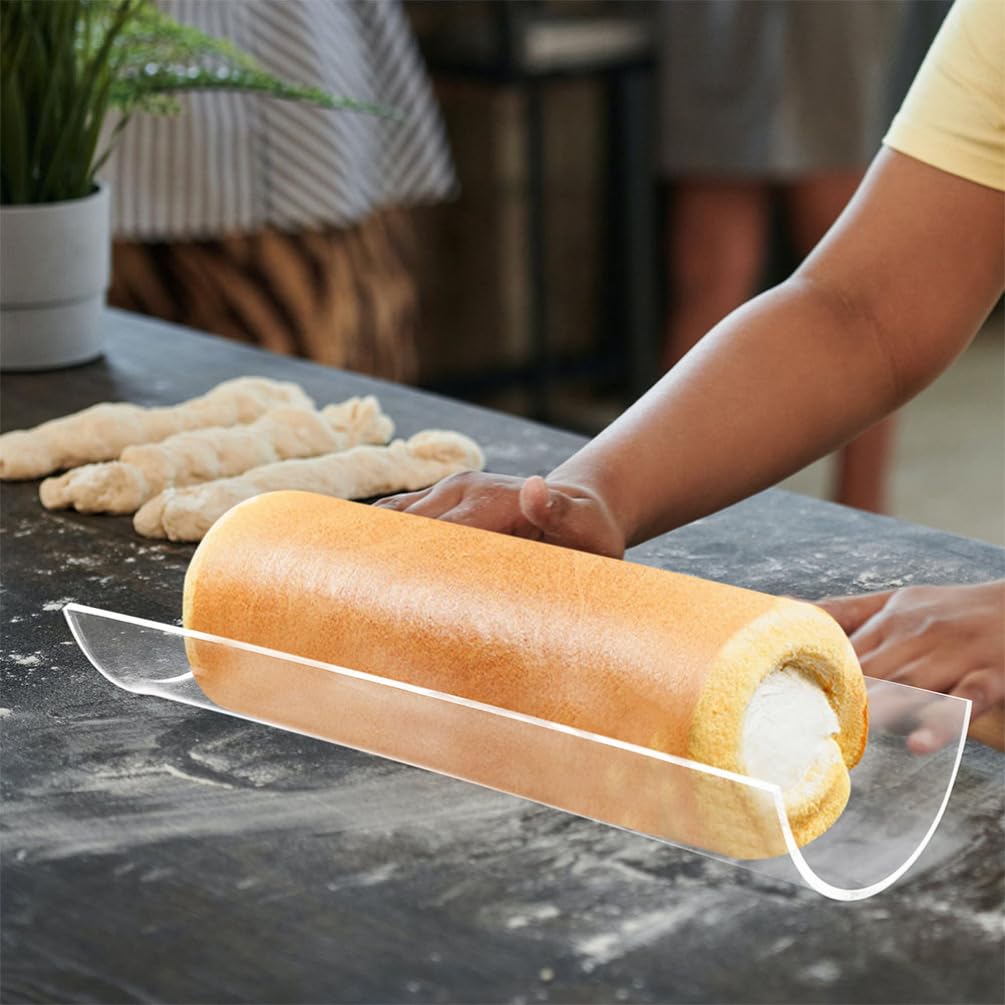 Zerodeko Acrylic Cake Roll Shaper 2pcs Clear U Shape Swiss Roll Cake Mold Long Roll Dessert Making Tool for Baking