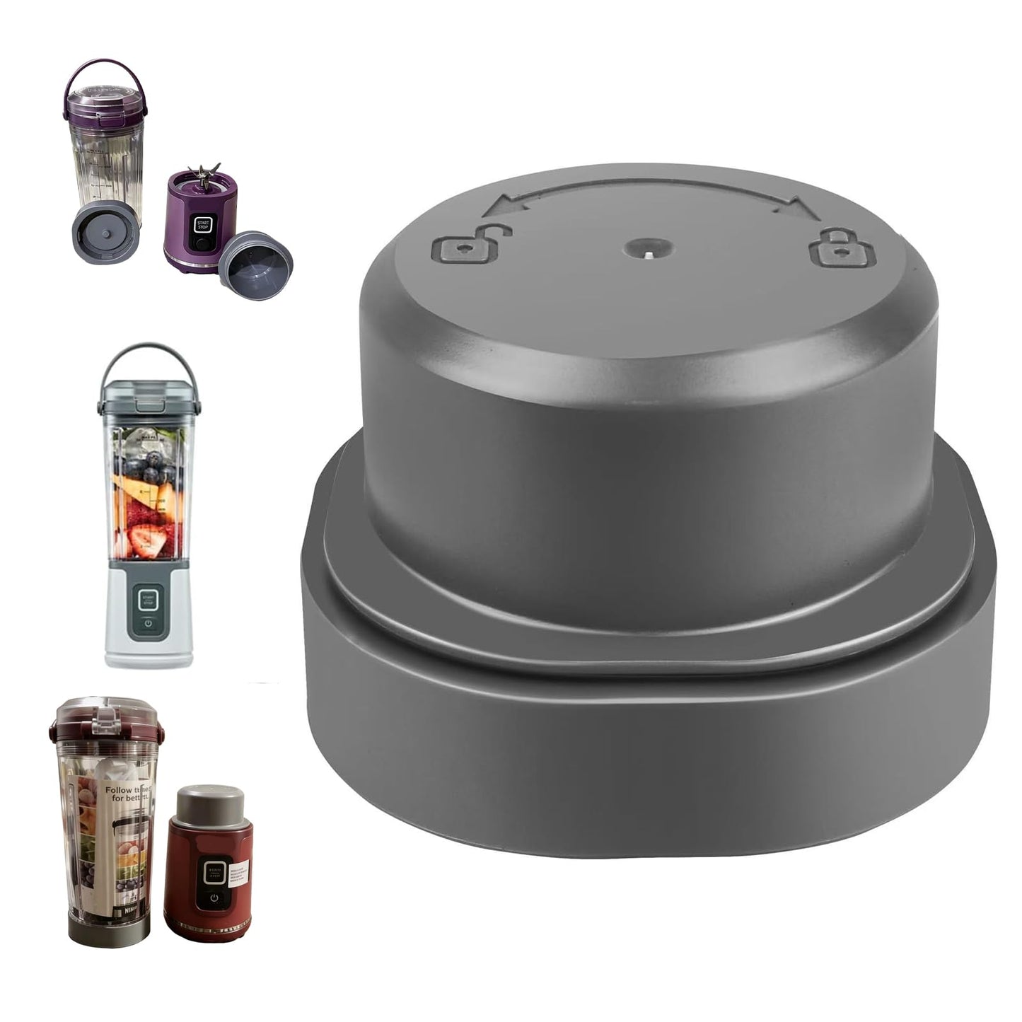 Zero-Leak Vessel Cap & Shock-Proof Blade Cover for Ninja Blast Portable Blender Accessories (BC100/BC151) — Odor-Resistant Tritan Lid, Double-Seal Leakproof, Easy-Clean, Travel/Gym/Car Ready