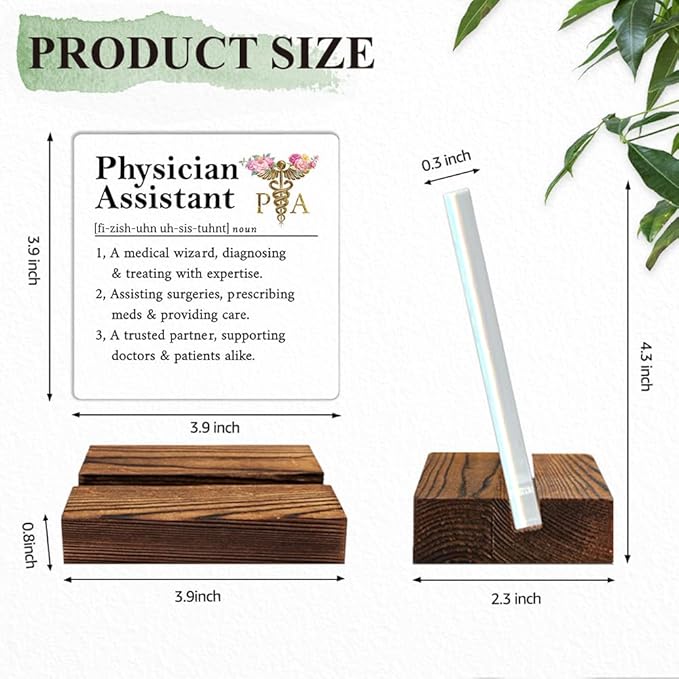 Physician Assistant Definition Acrylic Sign with Wood Stand, Physician Assistant Gifts for Women Men, Appreciation Thank You Gifts for PA Medical Physician, Future PA Week Present