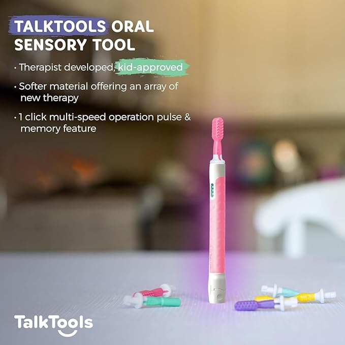 TalkTools Sensi Kit & 7 Jaw Tips - Sensory Therapy Tool for Speech and Feeding, Autism Sensory Products, ADHD Tools, Speech Therapy Gifts for Autism Children (Pink)