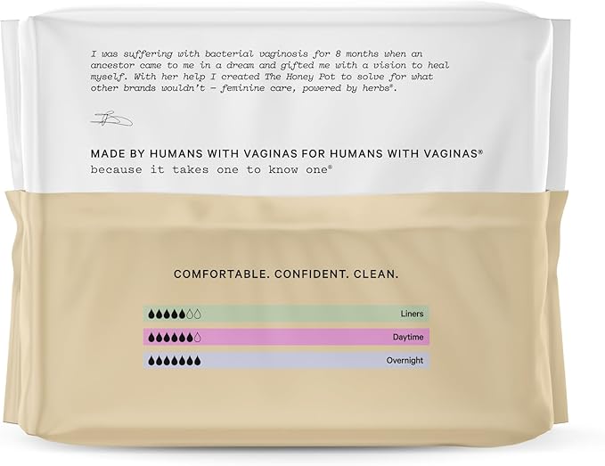The Honey Pot Company – Incontinence Pads for Women - 64ct- Non-Herbal Overnight - Bladder Leak Control - Organic Cotton Cover & Ultra-Absorbent Pulp Core - FSA & HSA Eligible
