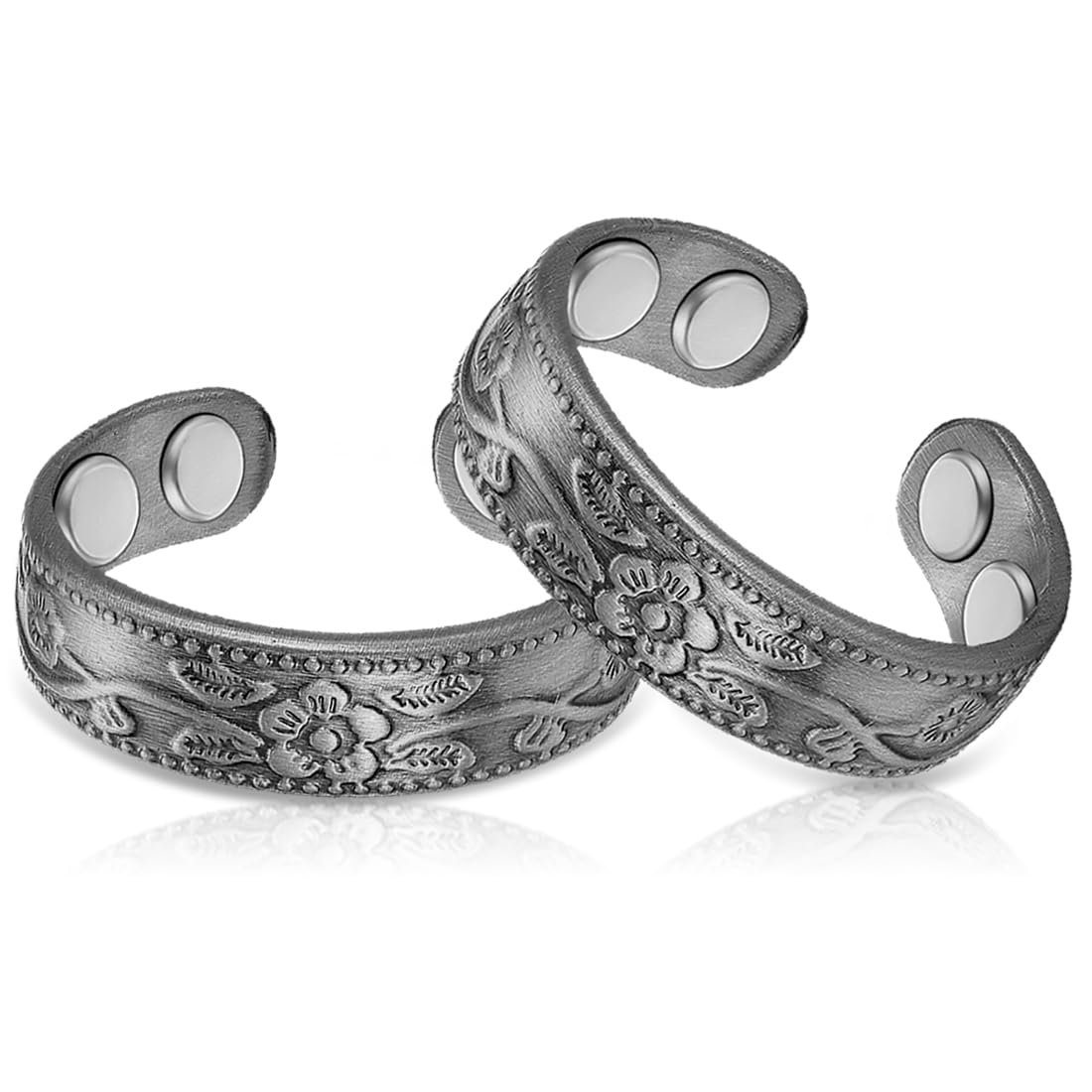 Vicmag Magnetic Copper for Women for Fingers with 4X Magnets 100% Solid Pure Copper Gift 2pcs