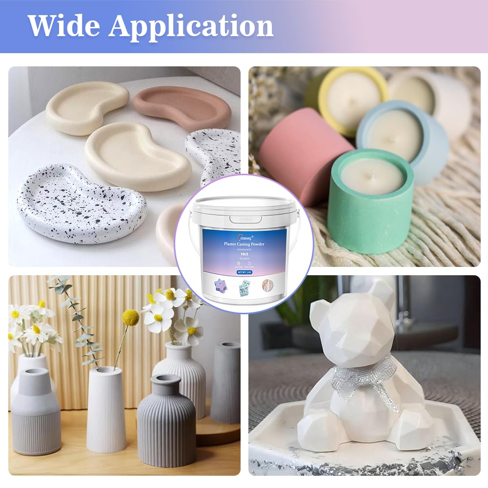 OSBANG Plaster Casting Powder 1000G/35 OZ, Water Activated Fast Curing Plaster Casting Powder, 20-30 Minutes Demold, Easy Mixing & Beginners Friendly Casting Powder for Resin Molds, Crafts & DIY Art