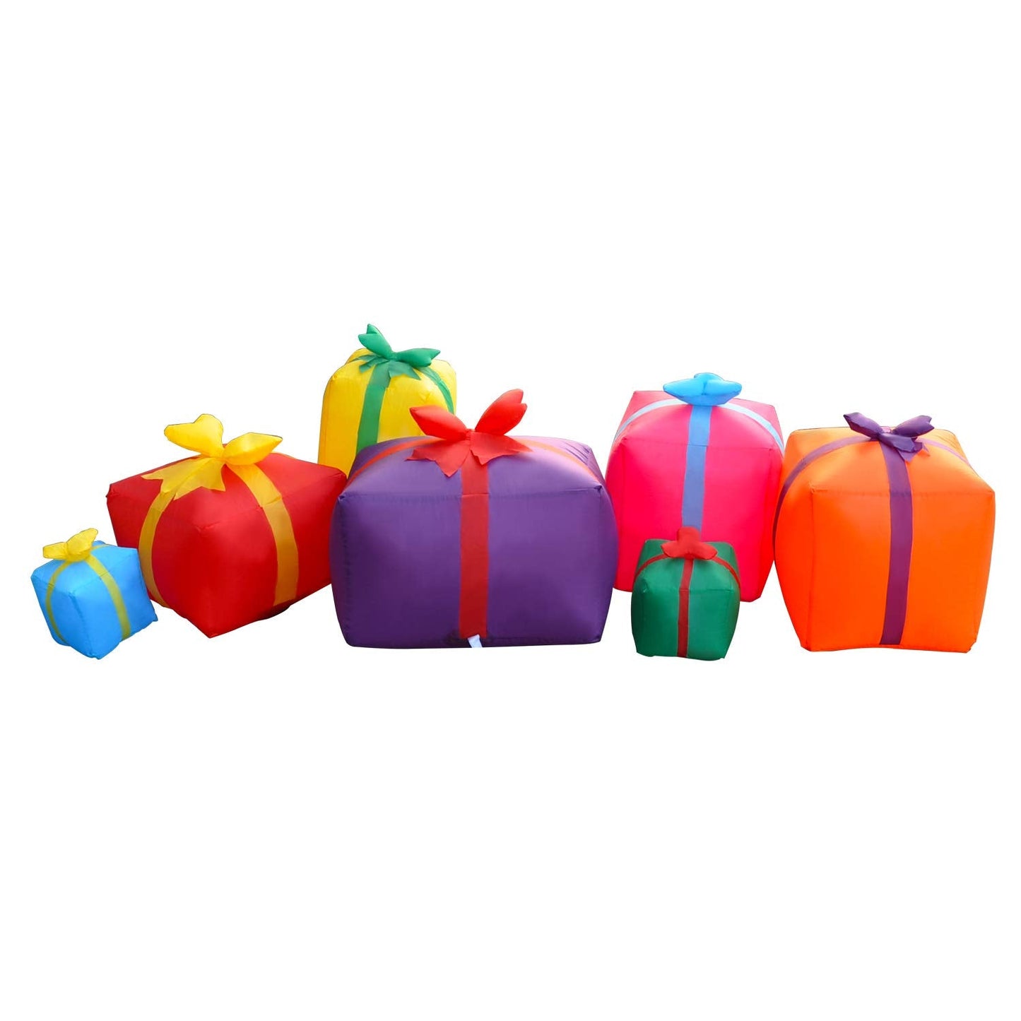 SEASONBLOW 6 Ft LED Light Up Inflatable Christmas 7 Gift Boxes Lantern Decorations for Indoor Outdoor Yard Garden Lawn Holiday Party