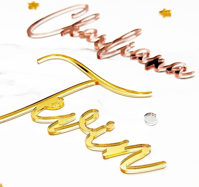 Custom Acrylic Cake Name Plaque | Cake Name Plate Plaque | Made in the USA | Cake Letters | Custom Cake Name Sign | Customizable Cake Topper Decoration for Birthday,BabyShower,Wedding