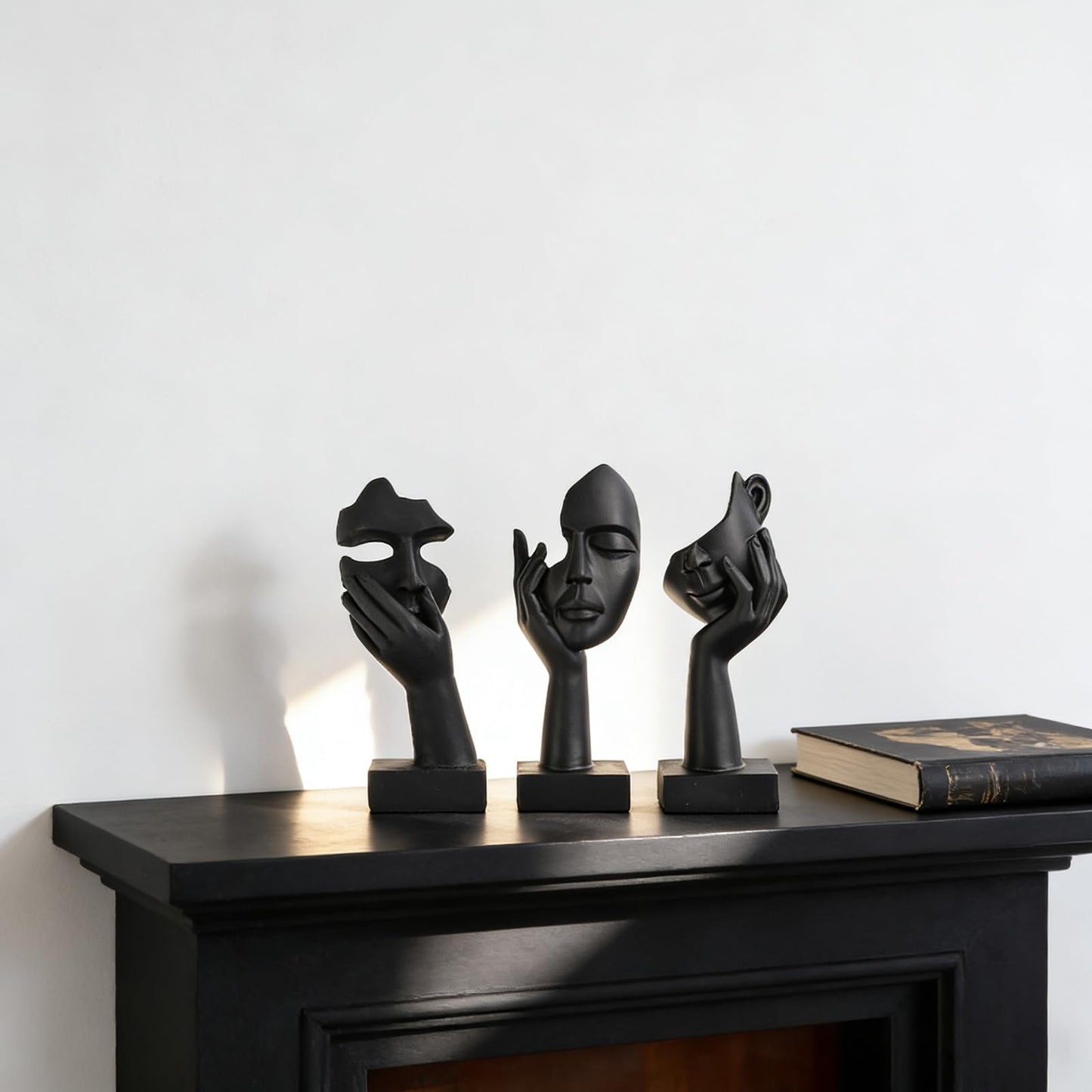 oliruim 3 Pcs Thinker Small Statue Set - Black Art Abstract Home Accent Figurines for Decor Bedroom, Shelves, Living Room Coffee Table, Office Desktop (3 Pcs Black, 6")
