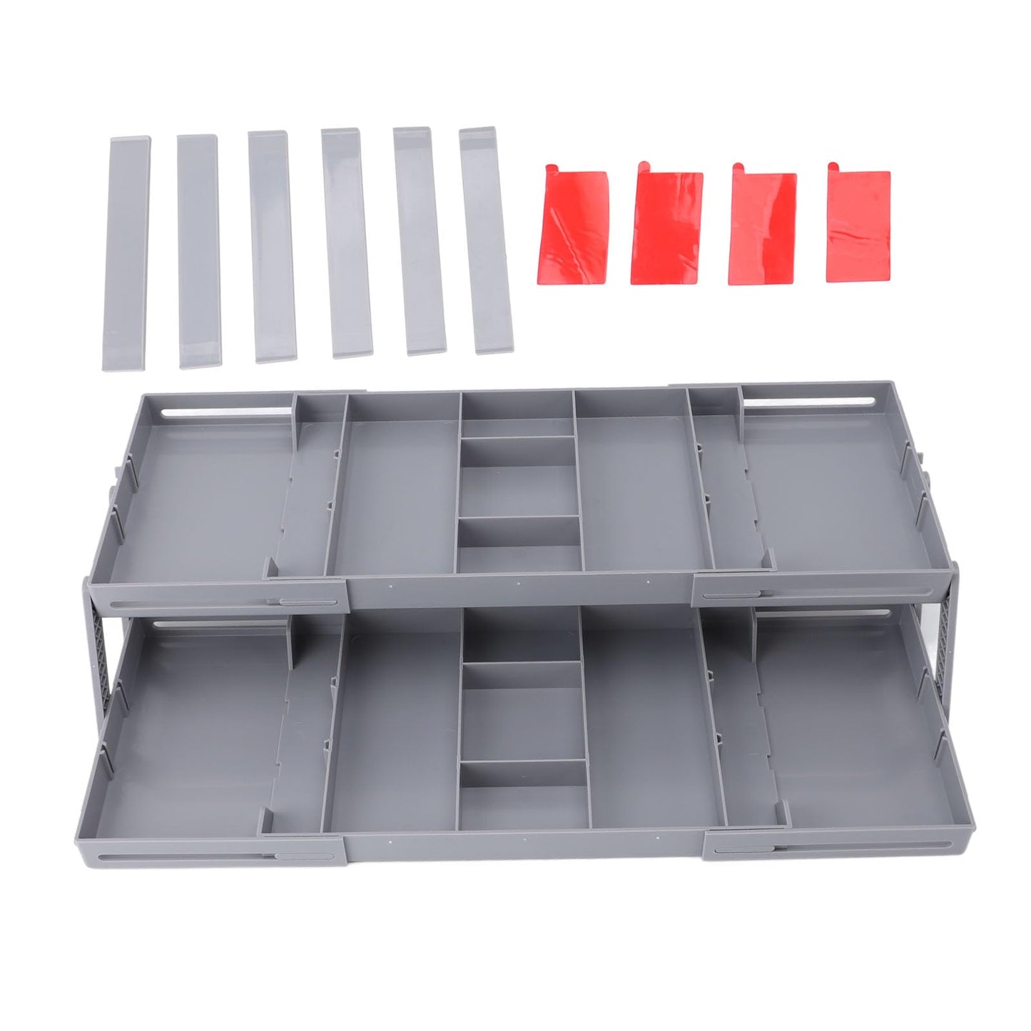 Fockety Drawer Organizer, Multi Level Collapsible Drawer Organizer with Adjustable Compartments, Expandable Desk Organizer Trays for Jewelry, Makeup, Silverware Storage Organizer (2