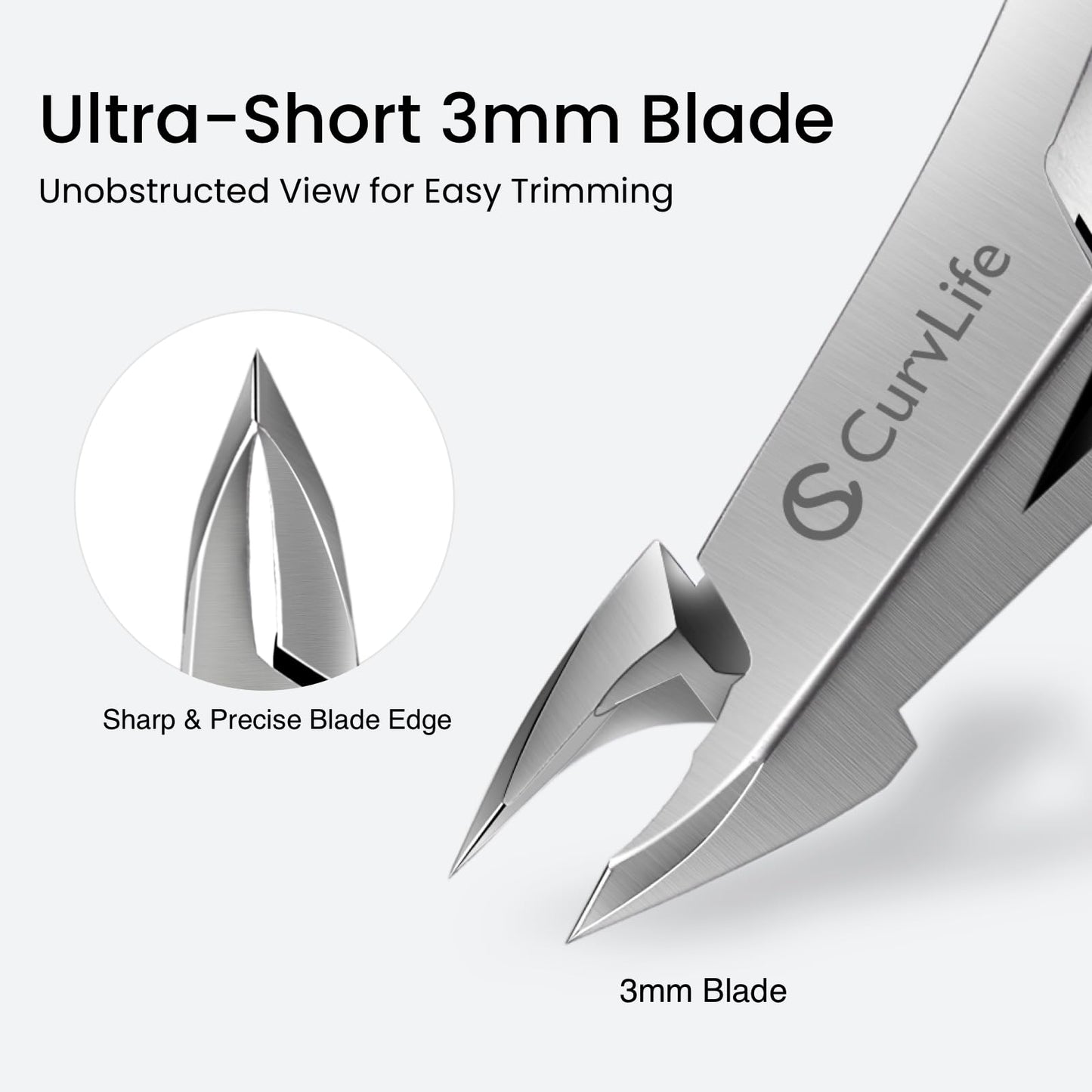 CurvLife Cuticle Nipper – 3mm Ultra-Thin Blade, Double-Spring Design, Ultra Sharp & Durable Cuticle Trimmer, Stainless Steel Nail Nipper with Ergonomic Grip Handle for Salon & Home