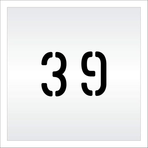 Pavement, Curb, and WheelStop Stencils - 4 inch Double Number Stencil - (39) - 4" x 5.5" x 1/16" (63 mil) - Light-Duty