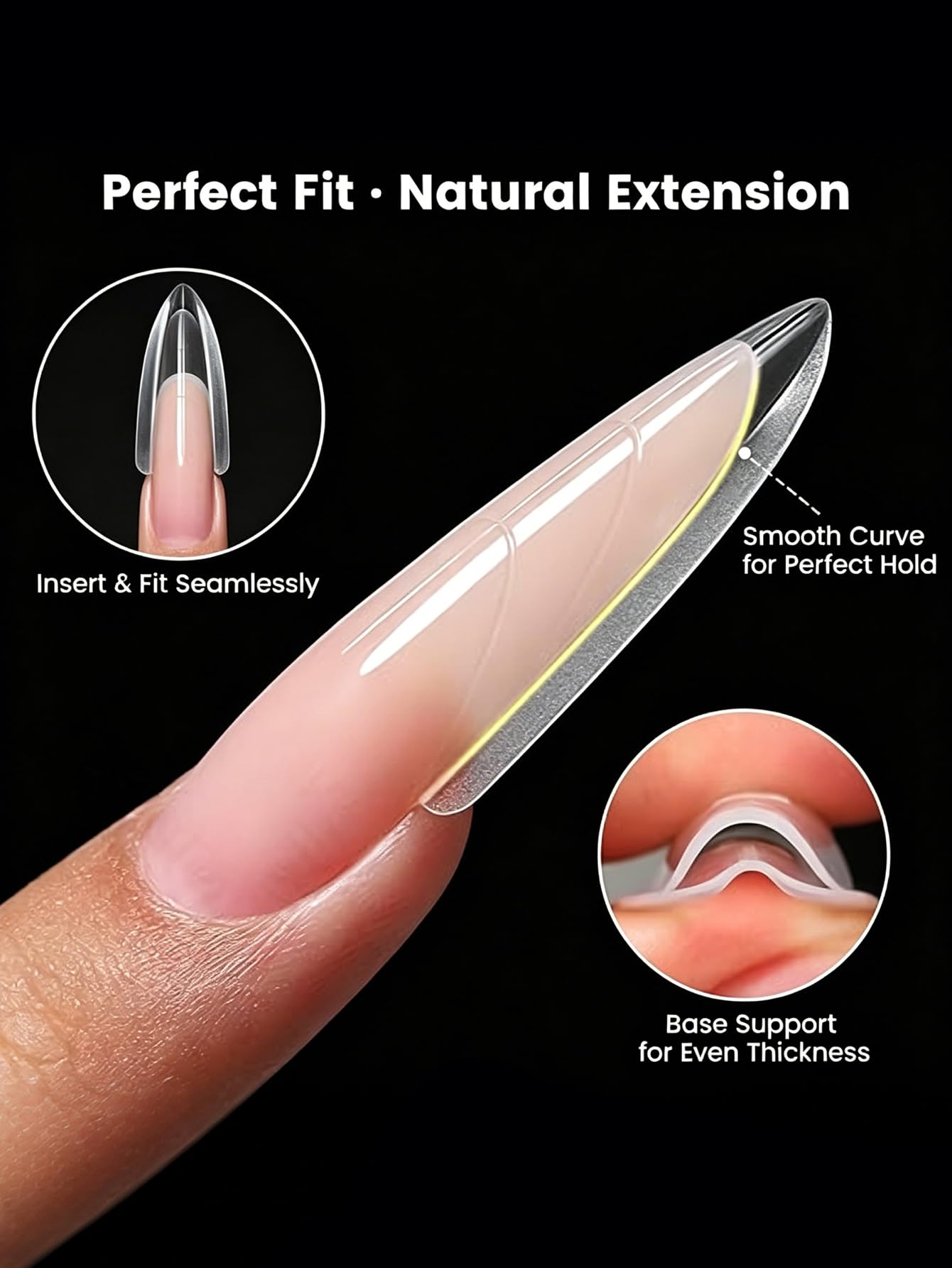 Klimonla Sandwich Dual Nail Forms Professional Sandwich Dual Forms-240Pcs Long Stiletto Nail Mold for Fast Extension,15 Sizes Reusable Salon Manicure Tools (240pcs F50s)