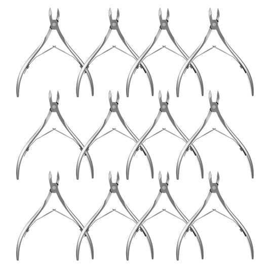 Ptwola 12 Packs Professional Cuticle Trimmer Nippers Stainless Steel Nail Cuticle Cutter Sharp Pointed Blade Dead Skin Remover Clipper Scissor Pedicure Manicure Tool for Fingernails Toenails Care