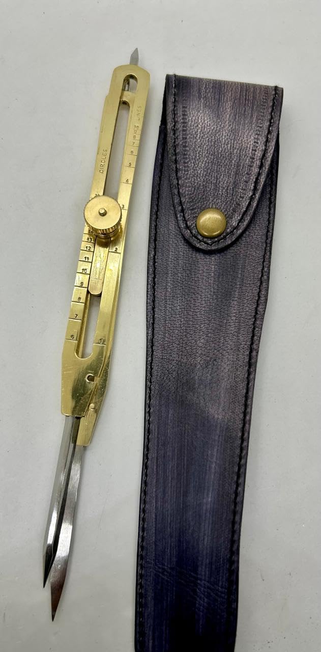 Solid Brass Proportional Divider Tool 9” Drawing & Measuring Instrument with Heavy-Duty Steel Point Executive Art Gift with Leather Cover
