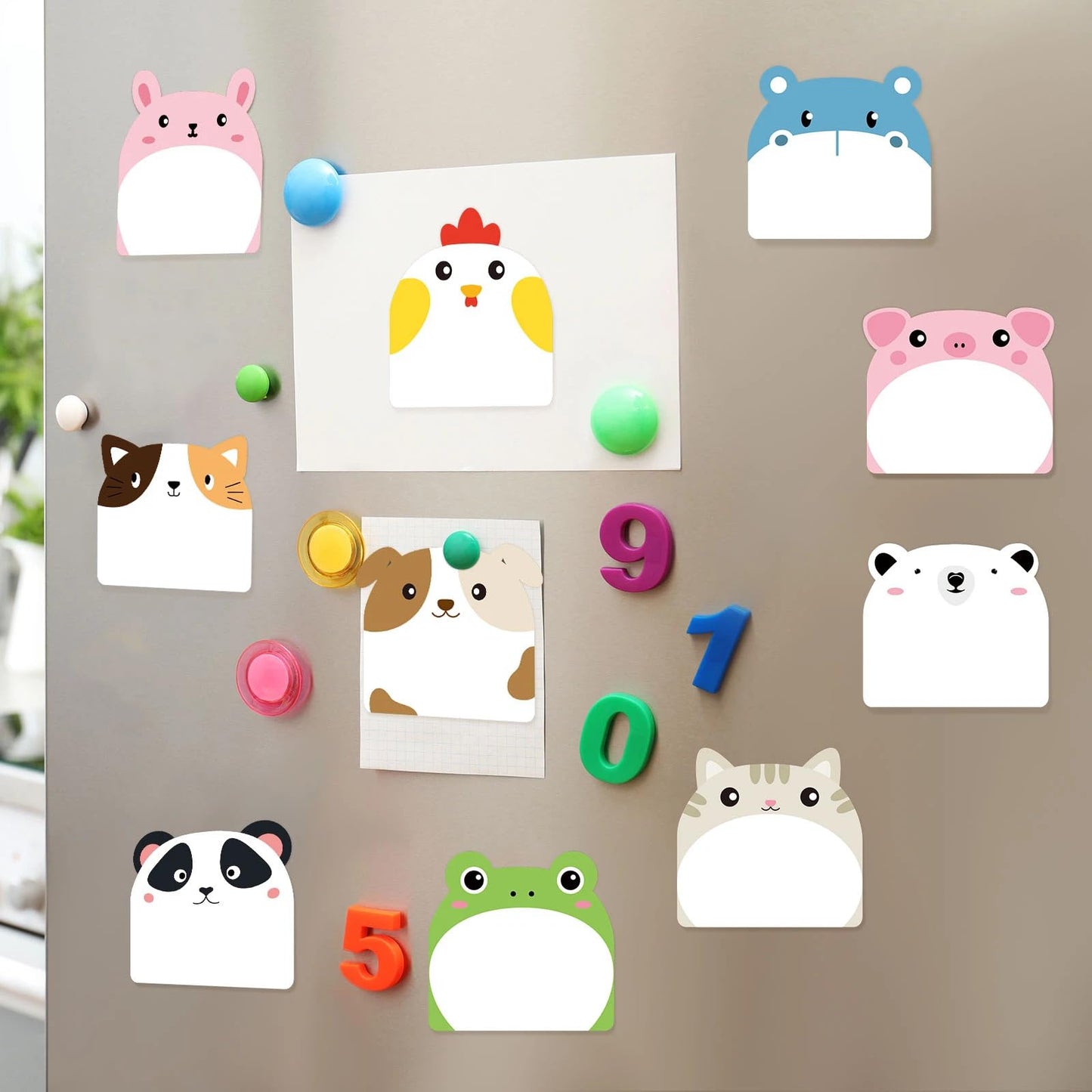 Yinder 24 Pads Cute Sticky Notes Fun Kawaii Animal Sticky Notes Pads Bulk Cartoon Memo Self Adhesive Gift for Valentines Veterinary Office School Tab Party Supplies(Classic Animals)