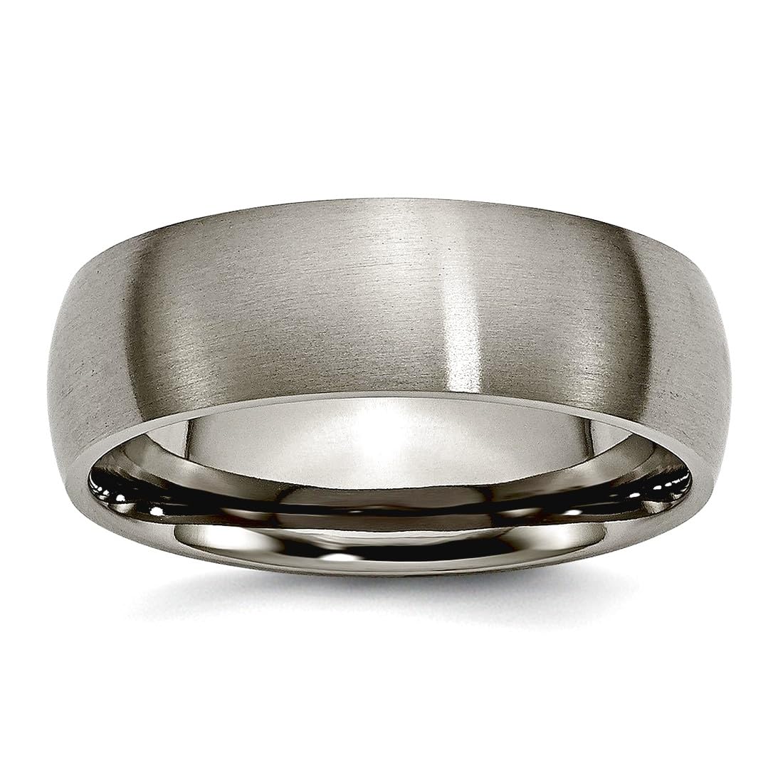 JewelryWeb Titanium Half Round 7mm Brushed Band Ring Size 12 Ring for Women and Men