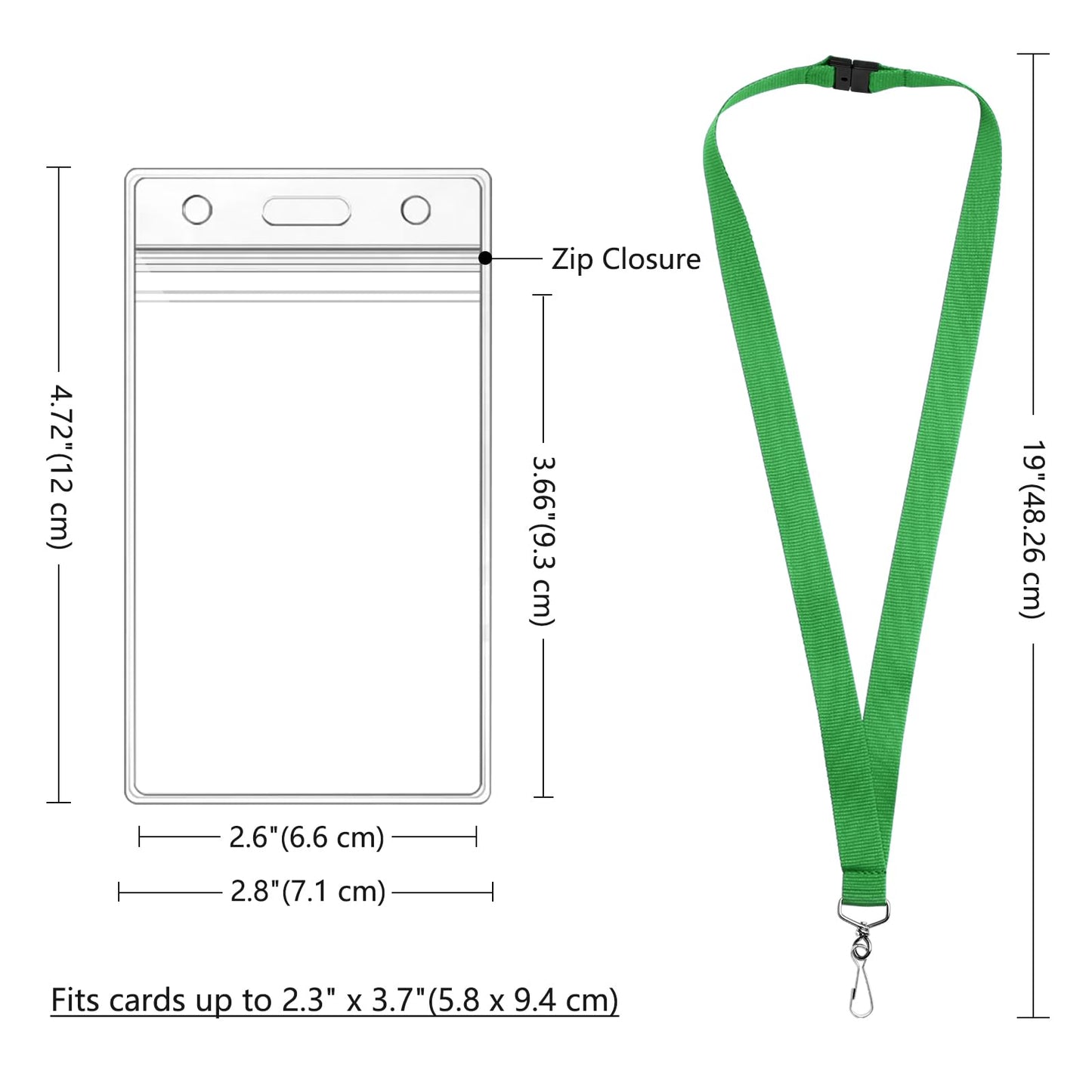 WEZEBEL 24-Pack Green Breakaway Lanyards with Waterproof Badge Holders, Polyester Neck Straps for ID Cards, Events, Office, and Schools