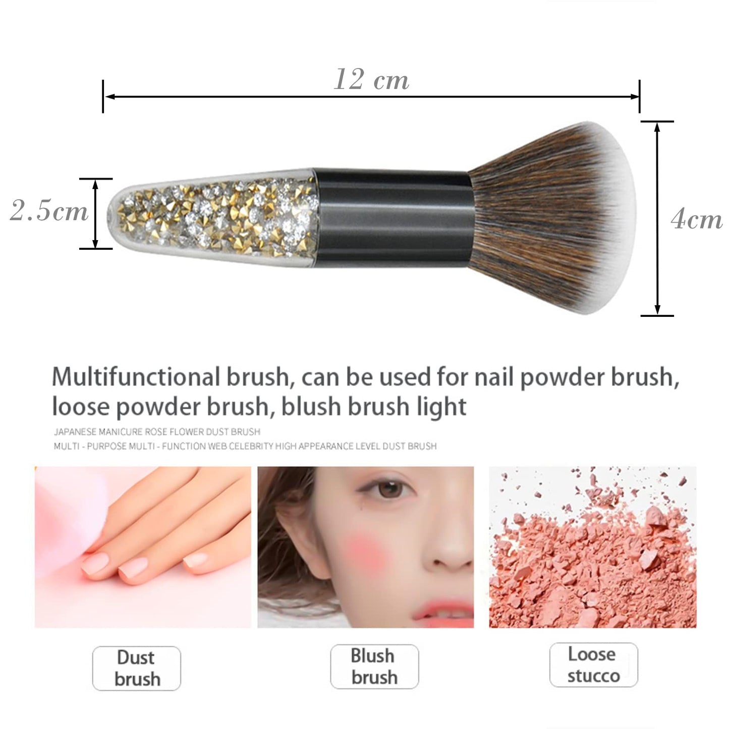SILPECWEE 3Pcs Nail Dust Brush Soft Nail Art Brushes Cleaner Dipping Powder Makeup Blush Brush Nail Duster Nail Brushes for Cleaning Acrylic Nail Art Tools